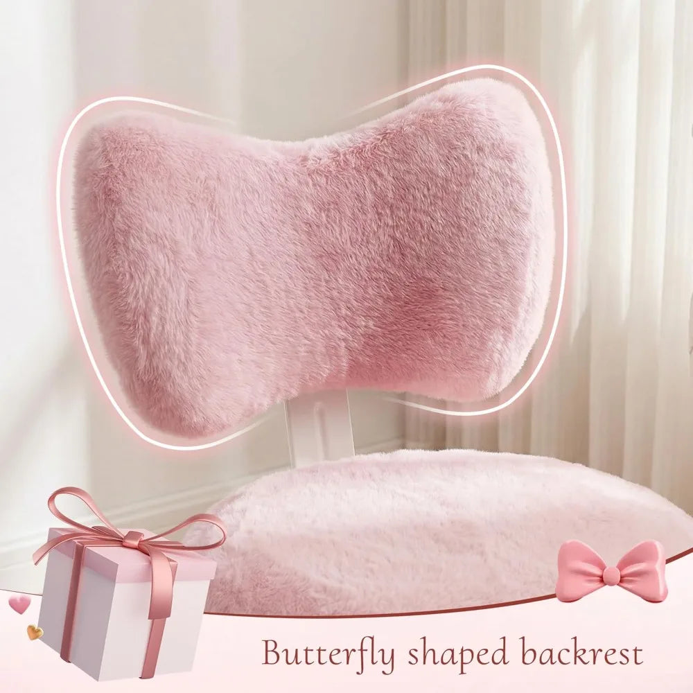 Pink Vanity Chair with Wheels