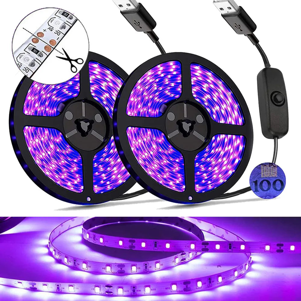 UV Led Strip light 5V UVA Light 395-405nm