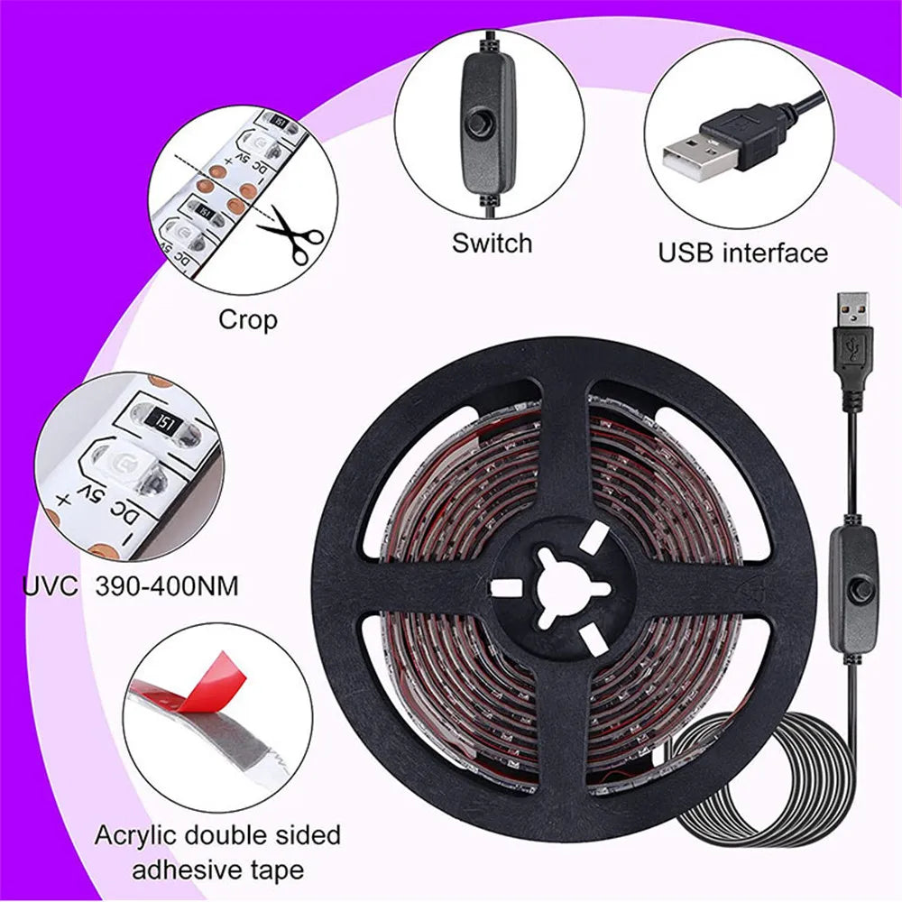 UV Led Strip light 5V UVA Light 395-405nm
