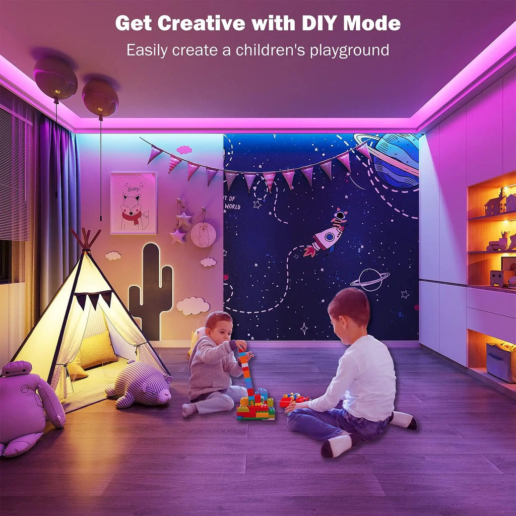 100 ft RGB LED Strip Lights with Music Sync & App Control